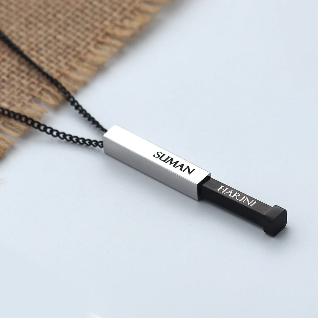 Personalised Unisex Hidden Bar Pendant