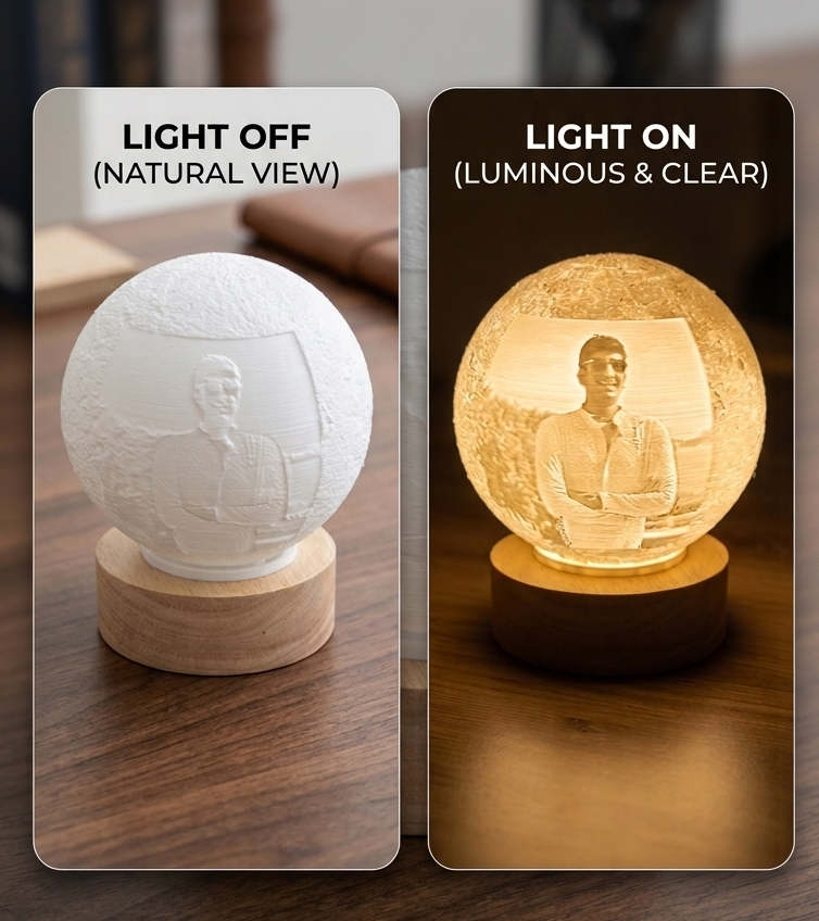 Custom Moon LED Lithophane